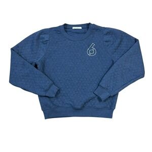 Marine Layer‎ Quilted Crop Sweatshirt Blue Multiple What Matters Size XS Flaw